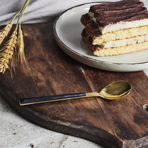 Charlotte Intesi zlaté černé dezertní lžičky z nerezové oceli pro 4 osoby vhodné do myčky