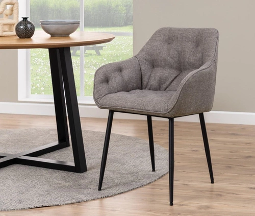 Čalouněná židle Brooke světle šedá s područkami do jídelny a obýváku moderní