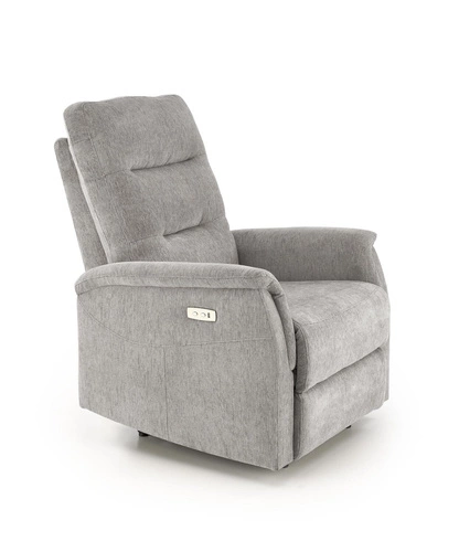 Relaxační křeslo Tiala s podnožkou šedé do obýváku elektricky polohovatelné USB Intesi
