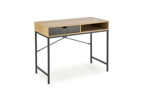 Pracovní stůl Bocka moderní loftový se zásuvkou a policí přírodní/černý 95 cm