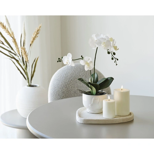 House Nordic béžový oválný cementový dekorativní podnos do obýváku 35x30 cm