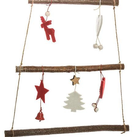 Dekorace na zeď Stromek 83 cm červená/dřevěná