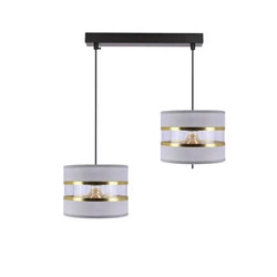 PANDY závěsná lampa černá 2x40W E27 stínidlo šedá+zlatá