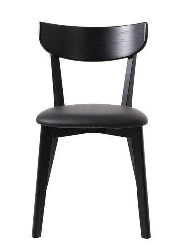 Jídelní židle Pero černá čalouněná ekokůží na dubových nohách