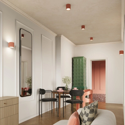 Stropní svítidlo AURA 1 růžové minimalistické kulaté do obýváku a kuchyně hliník