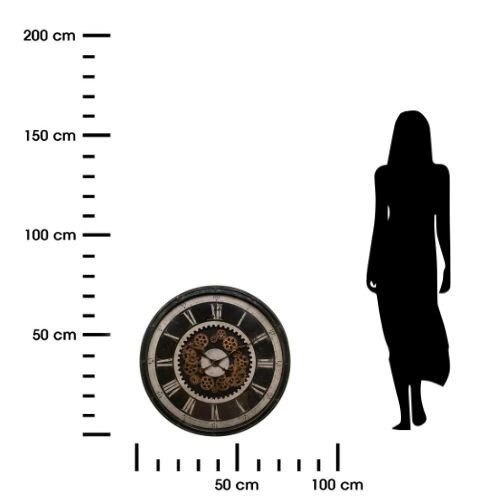 Velké nástěnné hodiny Charly 76 cm černé retro tichý strojek do obýváku Atmosphera