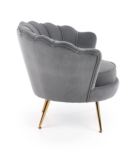 Křeslo mušle Florencie šedý samet glamour do obýváku Intesi moderní s područkami