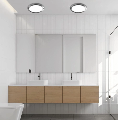 Stropní svítidlo do koupelny a kuchyně Aquila 18 cm moderní skleněné kulaté IP44 bílé nikl