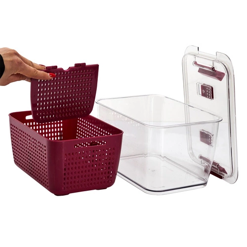 Nádoba na skladování ovoce a zeleniny v chladničce bordó