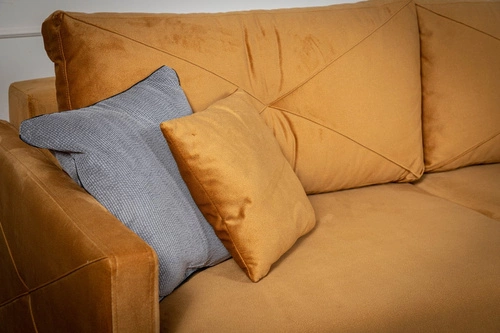 Rozkládací pohovka se spací funkcí Saxo dvoumístná do obýváku moderní žlutá s úložným prostorem