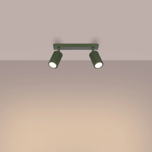 Stropní svítidlo KARBON 2 olivově zelené moderní hliníkové do obývacího pokoje s nastavitelným stínidlem