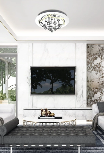 Korfu stropní LED svítidlo kulaté chrom 50 cm moderní do obývacího pokoje a jídelny glamour