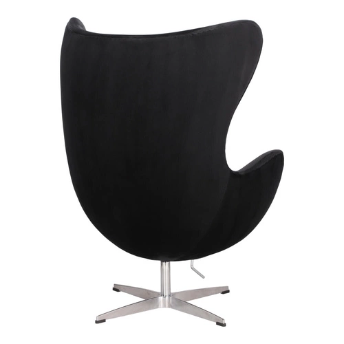 Otočná designová křesla Egg černý samet moderní glamour se stříbrnou podstavou do obýváku
