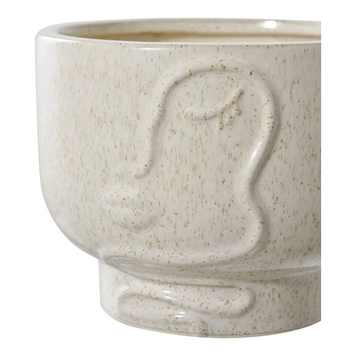 Keramický květináč Face béžový kulatý moderní do obýváku House Nordic