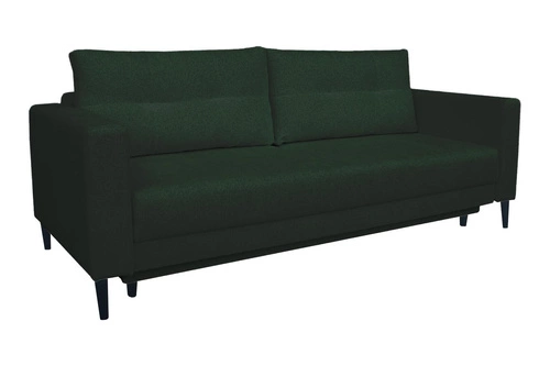 Rozkládací pohovka 3místná Lara se spaním do obýváku zelená sametová s úložným prostorem