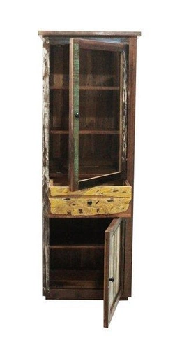 Dřevěná vitrína Bayang do obýváku a jídelny orientální se sklem na alkohol Intesi 180 cm