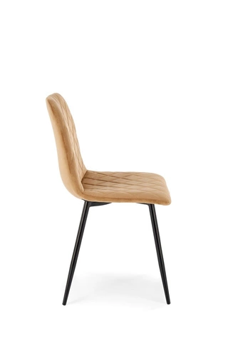 Jídelní židle Uferyn béžová čalouněná samet moderní prošívaná na černých nohách