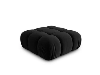Taburet Bellis Black Velvet sametový prošívaný čtvercový do obýváku glamour černý 94x94 cm