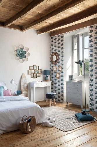 Sada 3 kulatých zrcadel boho Sunflower Atmosphera závěsná do obýváku v ratanovém rámu