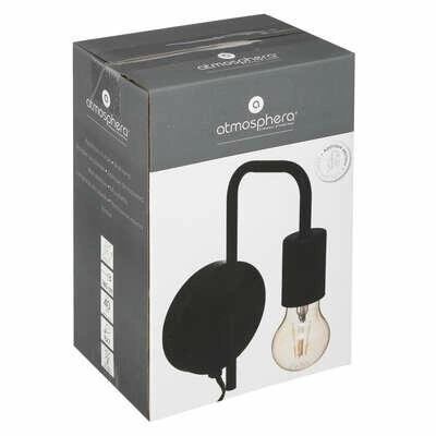 Nástěnné svítidlo Keli černé moderní industriální s kabelem do obýváku a ložnice Atmosphera