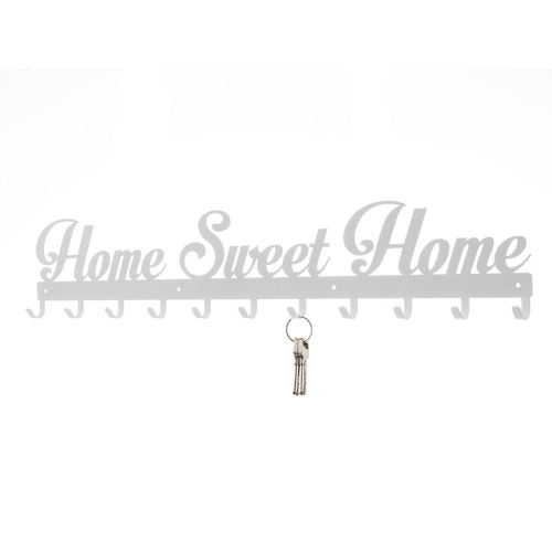 Nástěnný věšák do předsíně Sweet Home bílý kovový moderní 80 cm 11 háčků