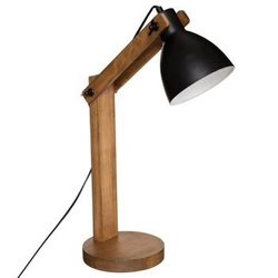 Stolní lampa Cuba Atmosphera černá s borovicovým dřevem loftová do pracovny a ložnice 56 cm