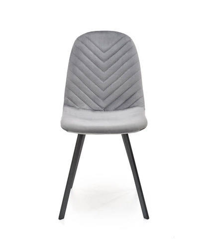 Čalouněná sametová židle Jeanne šedá do jídelny a obýváku moderní s černými nohami Intesi