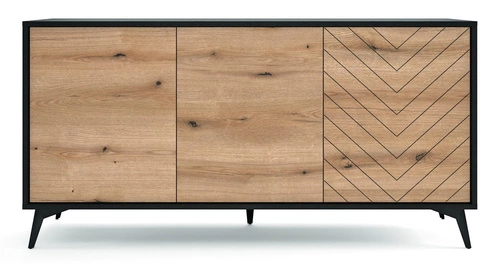Komoda Fargo 154 cm moderní na nožkách s dekorem rybí kosti do obýváku a ložnice loftová Intesi