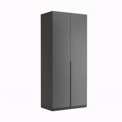 Moderní dvoudveřová šatní skříň Otto antracitová s policemi a tyčí do ložnice 90 cm