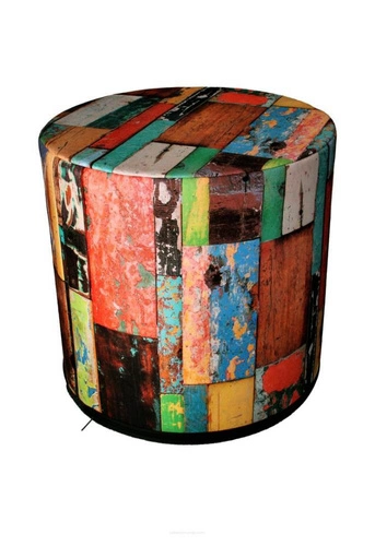 Čalouněný kulatý taburet Thais multicolor do obýváku a ložnice moderní 40 cm