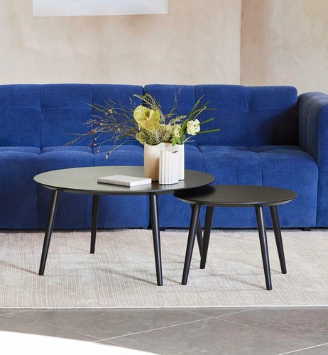 Sada 2 konferenčních stolků Adda kulatý černý dub do obývacího pokoje