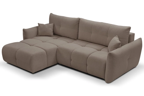 Moderní rohová sedací souprava s rozkladem levá do obýváku Bode cappuccino s úložným prostorem