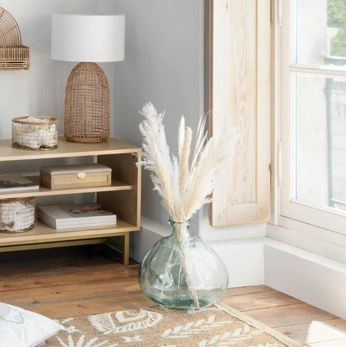 Skleněná váza Dame Jeanne průhledná 33 cm moderní na květiny do obýváku