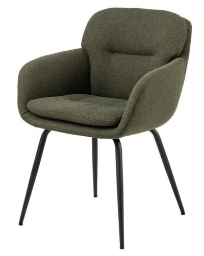 Jídelní židle Dora Actona zelená čalouněná s područkami moderní na kovových nohách