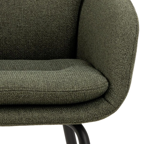 Jídelní židle Dora Actona zelená čalouněná s područkami moderní na kovových nohách