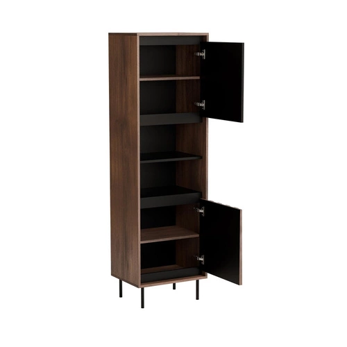 Vitrína na knihy a alkohol Miri ořechová černá moderní loftová do obýváku a jídelny 179 cm