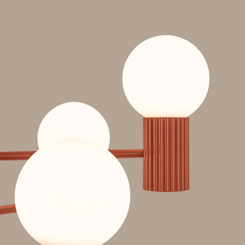 Moderní lustr HALO 6 okrově červený do obýváku a jídelny hliník 64 cm