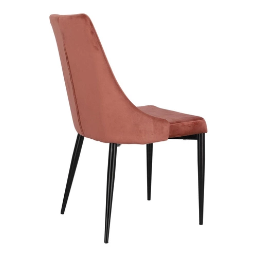 Růžová sametová jídelní židle Magnat v glamour stylu na černých kovových nohách Intesi