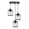 Glassia závěsná lampa deska černá 3x40 E27 stínidlo černé+čiré krystaly