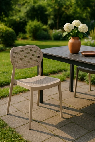 Zahradní židle Bilto taupe Intesi z polypropylenu, snadno čistitelná, stohovatelná boho