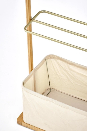 Stojanový věšák s policí a košíkem Toque přírodní bambusový do předsíně skandinávský