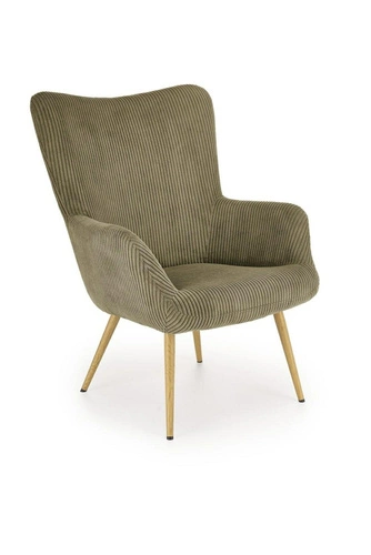 Relaxační křeslo Adagio manšestrové olivové do obýváku skandinávský s područkami Intesi