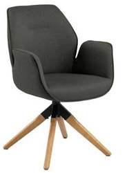 Otočná čalouněná židle Aura Actona do obýváku skandinávská šedá s područkami