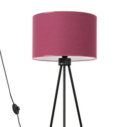 Stojací lampa do obýváku NEVIA burgund moderní s textilním stínidlem na kovové základně