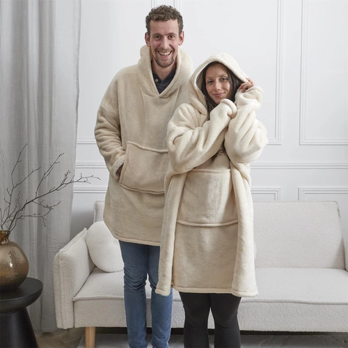 Zateplená mikina / snuddie s kapsou béžová