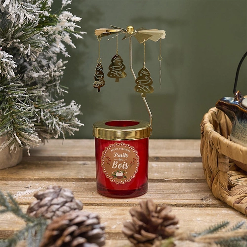 Vánoční vonná svíčka s kolotočem Intesi červená vánoční dekorace na stůl