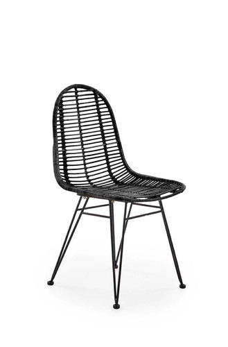 Ratanová židle Oregon černá do jídelny a kuchyně moderní s kovovými nohami Intesi