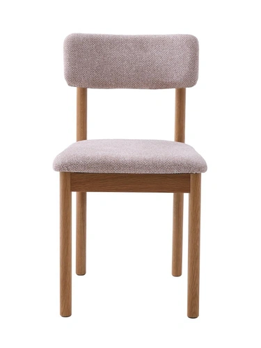 Čalouněná jídelní židle Canora písková s dubovými nohami