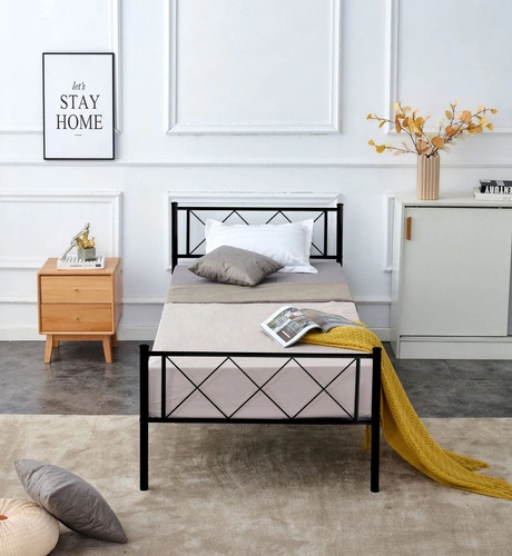 Kovová postel Muriel černá 90x200 moderní do ložnice nebo studentského pokoje