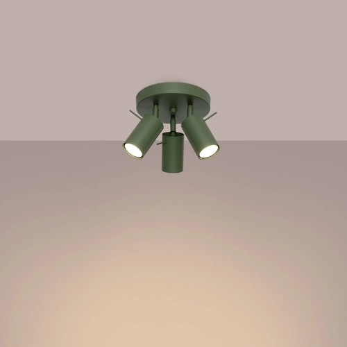 Stropní svítidlo RING 3P moderní olivově zelené ocelové do obýváku a ložnice